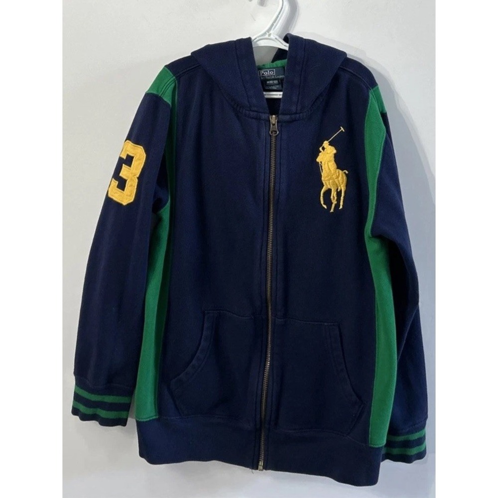 Boys Vintage Polo Ralph Lauren Full Zip Jacket Large Polo Pony #3 Sz Med 10-12